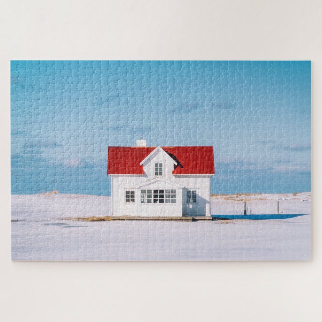 House Lofoten Norway Travel Outdoor Winter Snow Jigsaw Puzzle (Horizontal)