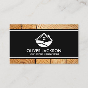 House Logo   Wood Grain Business Card