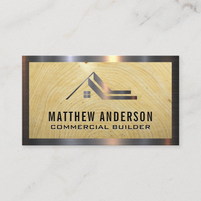 House Logo | Wood Metal Trim Business Card (Front)