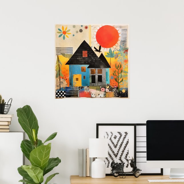 House made of a collage of pieces and textures poster (Home Office)