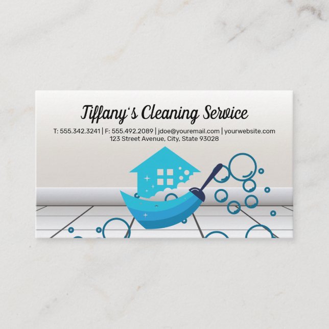 House Maid Cleaning Service | Soap Bubble Business Card (Front)