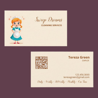 House Maid Housekeeper QR Business Card