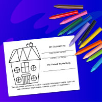 House Memory Emergency Info for Kids Activity Card