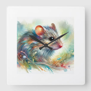 House mouse 120924AREF121 - Watercolor Square Wall Clock