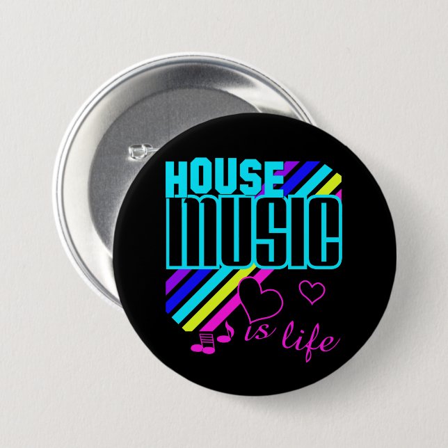 House Music 7.5 Cm Round Badge (Front & Back)
