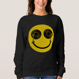 House Music Dance Music DJ Turntable Shaped Smile Sweatshirt