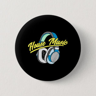 House Music DJ Turntable Headphones 6 Cm Round Badge