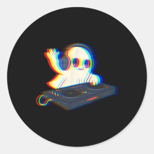 House Music Ghost Dj Optical Illusion Edm Hallowee Classic Round Sticker