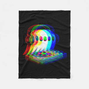 House Music Ghost Dj Optical Illusion Edm Hallowee Fleece Blanket
