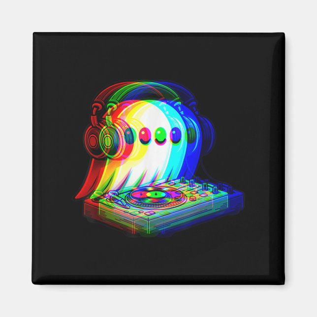 House Music Ghost Dj Optical Illusion Edm Hallowee Magnet (Front)