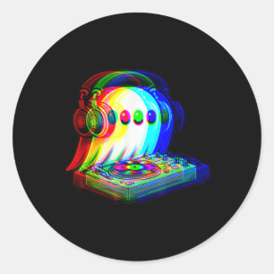 House Music Ghost Halloween Techno Rave Halloween  Classic Round Sticker