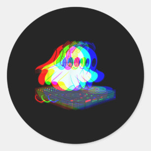 House Music Ghost Halloween Techno Rave Halloween  Classic Round Sticker