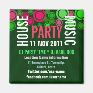 House Music Party Event Promotional  Magnet