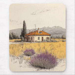 House Nature Pencil Watercolour Drawing Painting Mouse Pad