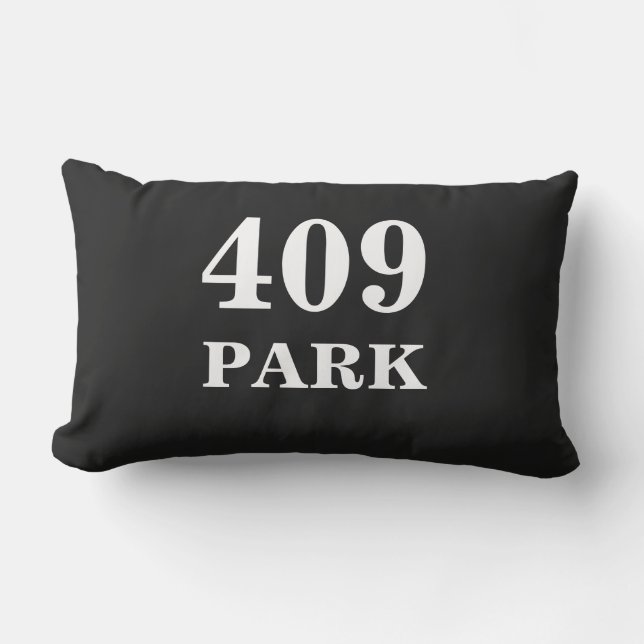 House Number Home Street Address Black White  Lumbar Cushion (Front)