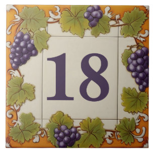 House Number Sign Purple Grapes Custom No. Plaque Ceramic Tile