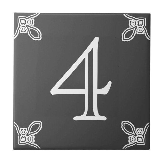 House Number - Spanish White on Grey Tile (Front)
