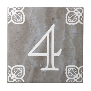 House Number - Spanish White on limestone Tile