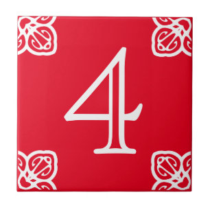House Number - Spanish White on Red Ceramic Tile