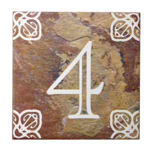 House Number - Spanish White on Slate Ceramic Tile