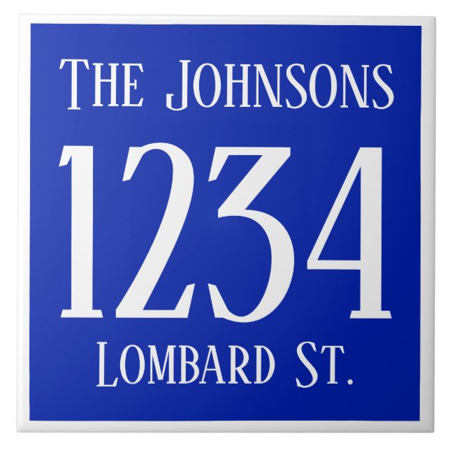 House Number with Street & Name Ceramic Tile (Front)