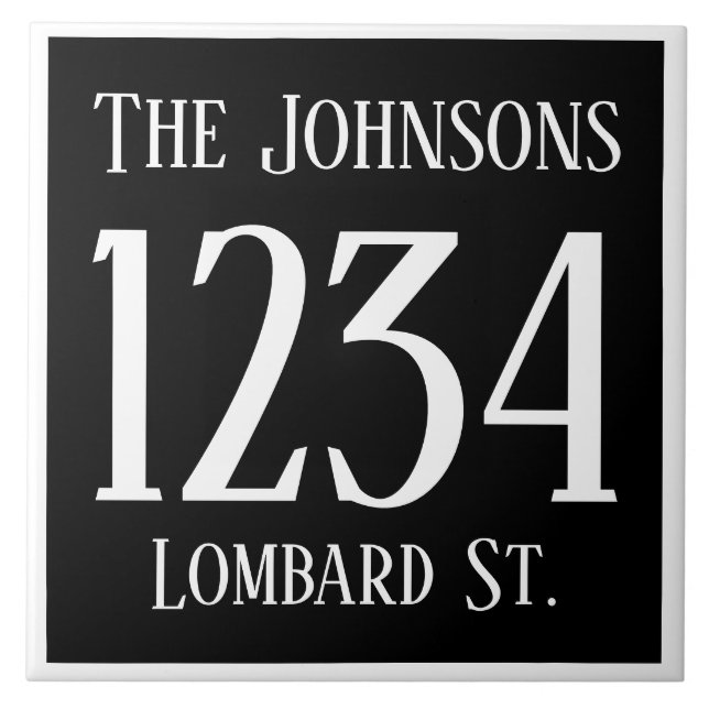 House Number with Street & Name Ceramic Tile (Front)