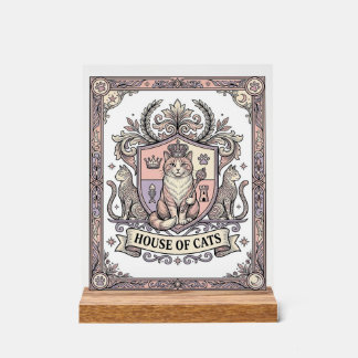 House Of Cats Cat Heraldry Coat of Arms Vintage Acrylic Sign