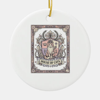 House Of Cats Cat Heraldry Coat of Arms Vintage Ceramic Ornament