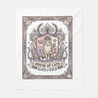 House Of Cats Cat Heraldry Coat of Arms Vintage Fleece Blanket