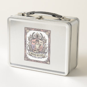 House Of Cats Cat Heraldry Coat of Arms Vintage Metal Lunch Box