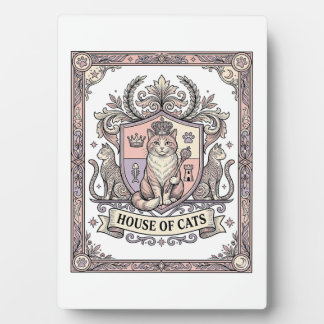 House Of Cats Cat Heraldry Coat of Arms Vintage Plaque