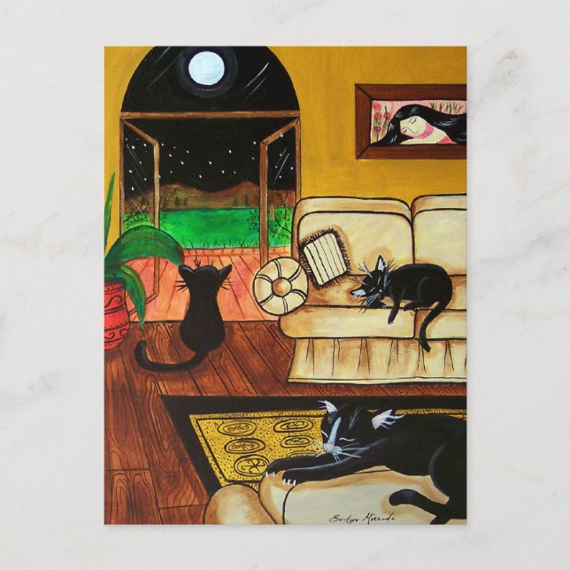 House of Cats Full Moon Postcard (Front)