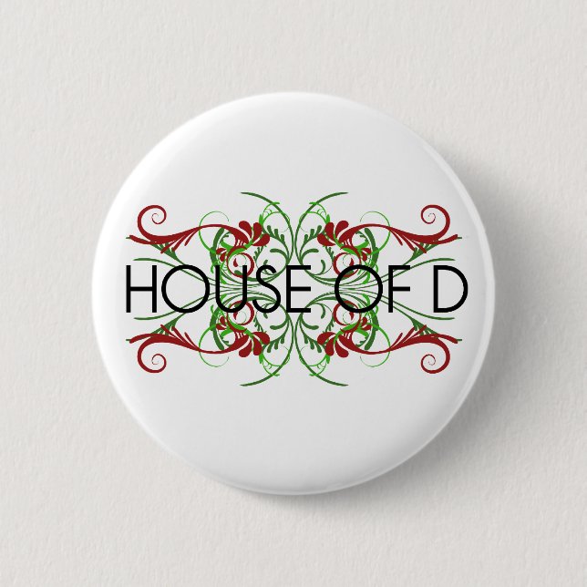 house of d logo 6 cm round badge (Front)