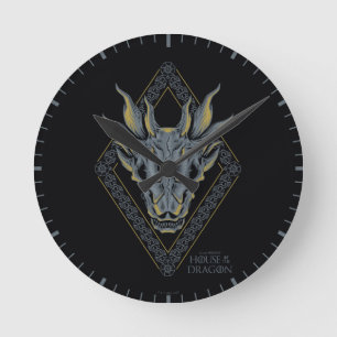 HOUSE OF THE DRAGON   Balerion Skull Diamond Crest Round Clock