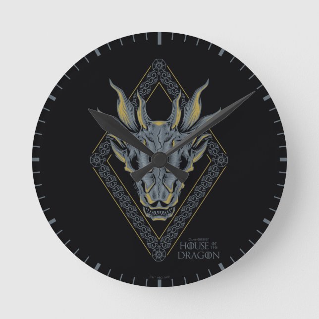 HOUSE OF THE DRAGON | Balerion Skull Diamond Crest Round Clock (Front)