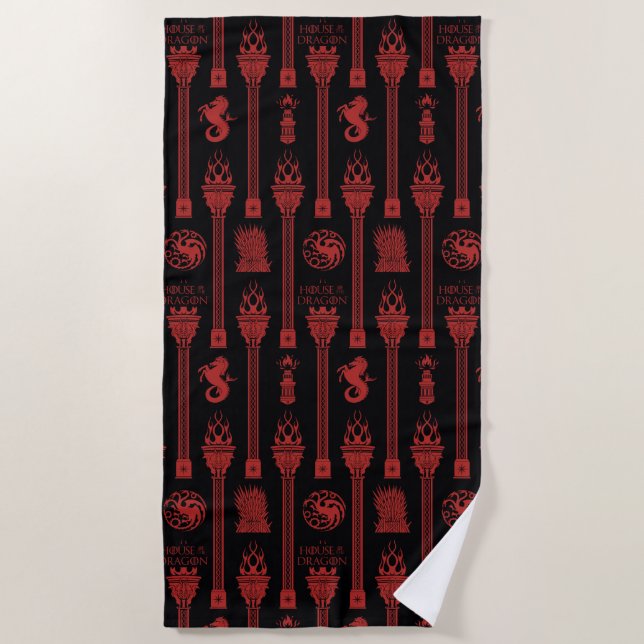 House of the Dragon Crest Pattern Beach Towel (Front)