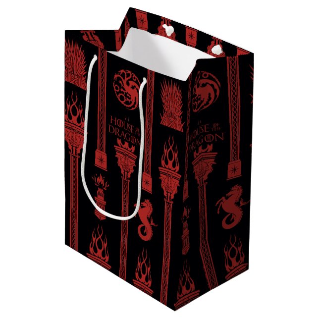 House of the Dragon Crest Pattern Medium Gift Bag (Front Angled)