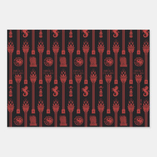 House of the Dragon Crest Pattern Wrapping Paper Sheet