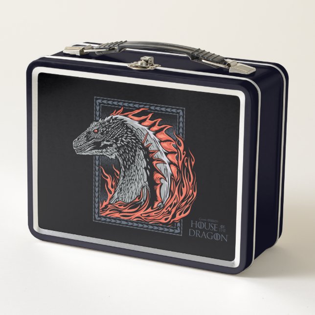 HOUSE OF THE DRAGON | Dragon Profile in Flames Metal Lunch Box (Front)