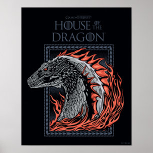 HOUSE OF THE DRAGON   Dragon Profile in Flames Poster