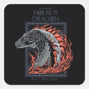 HOUSE OF THE DRAGON   Dragon Profile in Flames Square Sticker