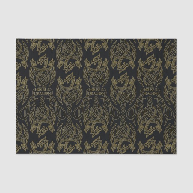 HOUSE OF THE DRAGON | Gold Filigree Dragon Pattern Tissue Paper (Front)