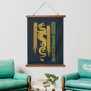 House of the Dragon Gold & Green New Year 恭喜發財 Hanging Tapestry