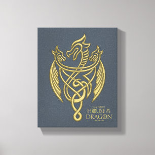 HOUSE OF THE DRAGON Golden Filigree Dragon Crest Canvas Print