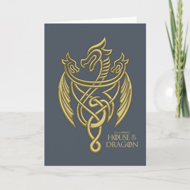 HOUSE OF THE DRAGON | Golden Filigree Dragon Crest Card (Front)