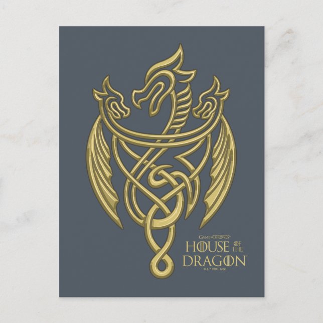 HOUSE OF THE DRAGON | Golden Filigree Dragon Crest Postcard (Front)