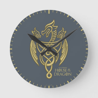 HOUSE OF THE DRAGON | Golden Filigree Dragon Crest Round Clock