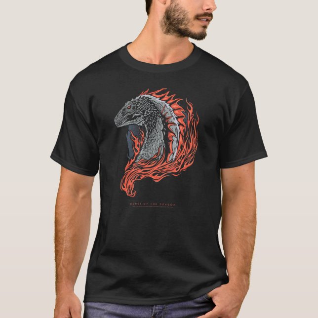 House Of The Dragon Illustrated Dragon With Fire T-Shirt (Front)