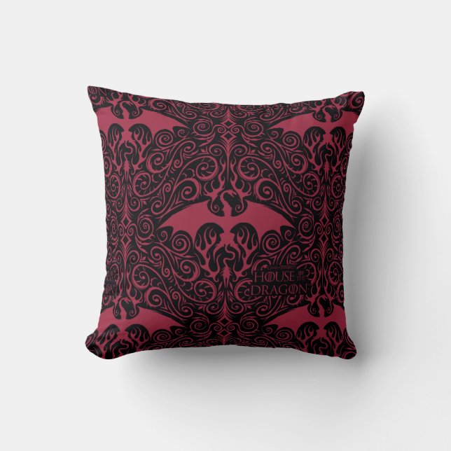 HOUSE OF THE DRAGON | Red Dragon Filigree Pattern Cushion (Front)
