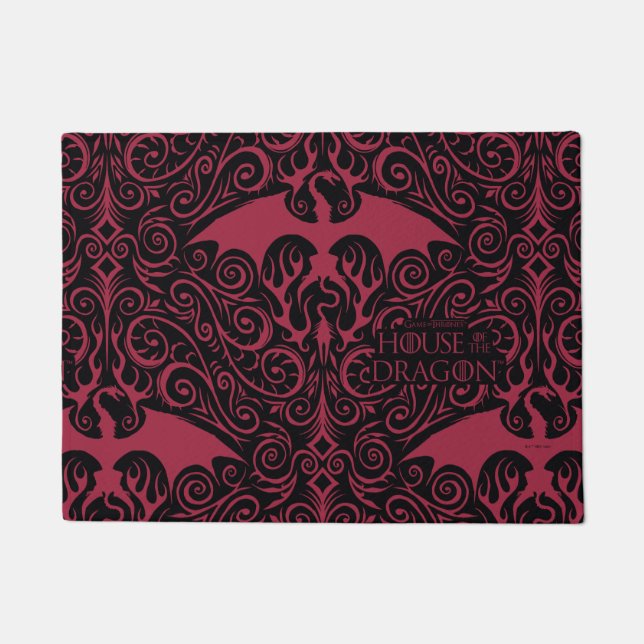 HOUSE OF THE DRAGON | Red Dragon Filigree Pattern Doormat (Front)